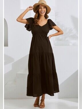 Angel Maternity Serena Maternity Cotton Dress Black Small